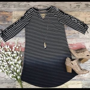 NWT ombré black/navy striped dress